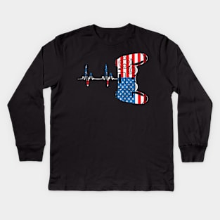 Gamer Heartbeat Video Game Lover 4th of july Kids Long Sleeve T-Shirt